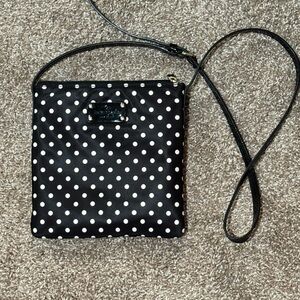 KATE SPADE Zip Top Crossbody Black Polka Dot Bag